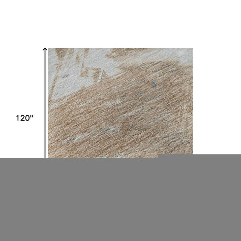 8' X 10' Rust Gray And Ivory Abstract Washable Area Rug With UV Protection
