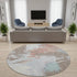 8' Taupe Blue And Ivory Abstract Washable Round Rug With UV Protection