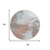 8' Taupe Blue And Ivory Abstract Washable Round Rug With UV Protection