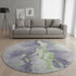 8' Lavender Green And Ivory Abstract Washable Round Rug With UV Protection
