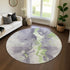 8' Lavender Green And Ivory Abstract Washable Round Rug With UV Protection
