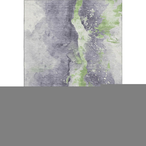 8' X 10' Lavender Green And Ivory Abstract Washable Area Rug With UV Protection