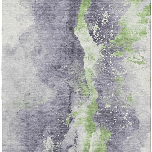 8' X 10' Lavender Green And Ivory Abstract Washable Area Rug With UV Protection