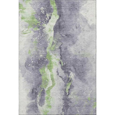 8' X 10' Lavender Green And Ivory Abstract Washable Area Rug With UV Protection