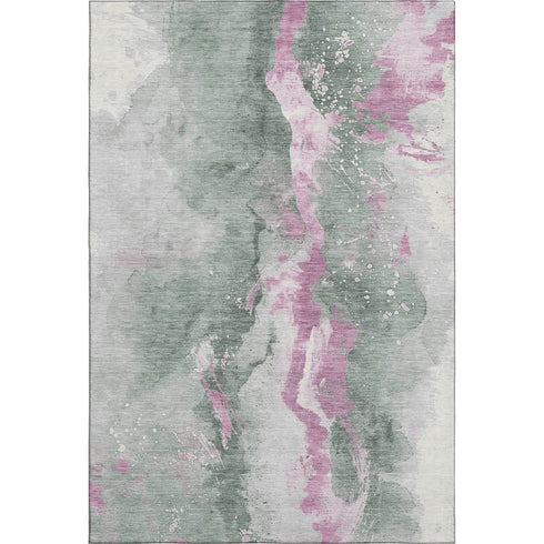 8' X 10' Sage Mauve And Ivory Abstract Washable Area Rug With UV Protection