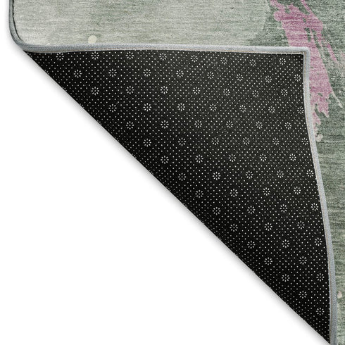 8' X 10' Sage Mauve And Ivory Abstract Washable Area Rug With UV Protection