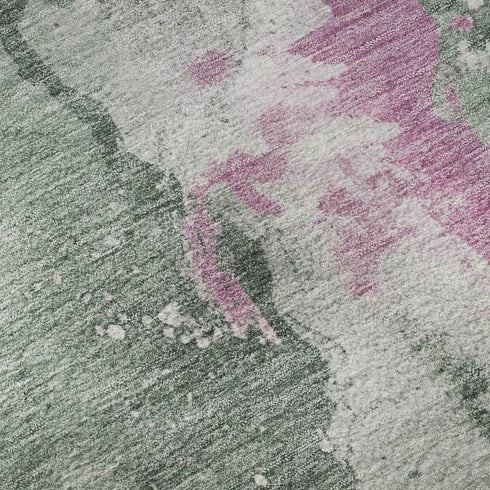 8' X 10' Sage Mauve And Ivory Abstract Washable Area Rug With UV Protection