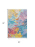 5' X 8' Blue Yellow And Pink Abstract Washable Area Rug With UV Protection
