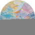8' Blue Yellow And Pink Abstract Washable Round Rug With UV Protection