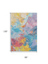 8' X 10' Blue Yellow And Pink Abstract Washable Area Rug With UV Protection