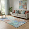 5' X 8' Coral Teal And Copper Abstract Washable Area Rug With UV Protection
