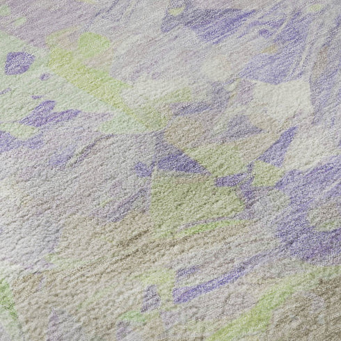 8' X 10' Lavender Green And Beige Abstract Washable Area Rug With UV Protection