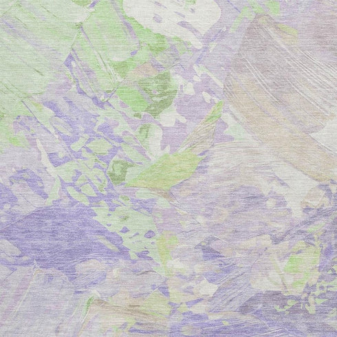 8' X 10' Lavender Green And Beige Abstract Washable Area Rug With UV Protection