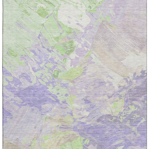 8' X 10' Lavender Green And Beige Abstract Washable Area Rug With UV Protection