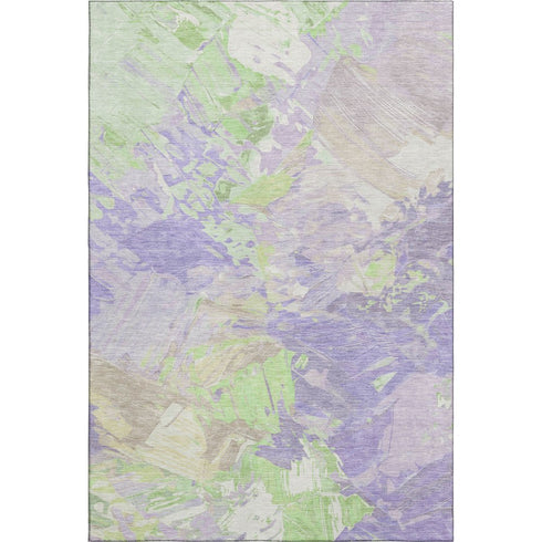 9' X 12' Lavender Green And Beige Abstract Washable Area Rug With UV Protection