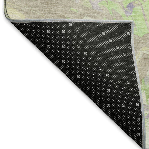 9' X 12' Lavender Green And Beige Abstract Washable Area Rug With UV Protection