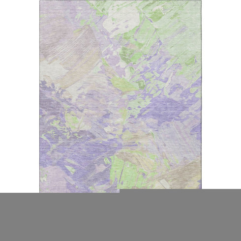 9' X 12' Lavender Green And Beige Abstract Washable Area Rug With UV Protection