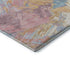 8' Teal Gold And Pink Abstract Washable Round Rug With UV Protection