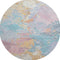 8' Teal Gold And Pink Abstract Washable Round Rug With UV Protection