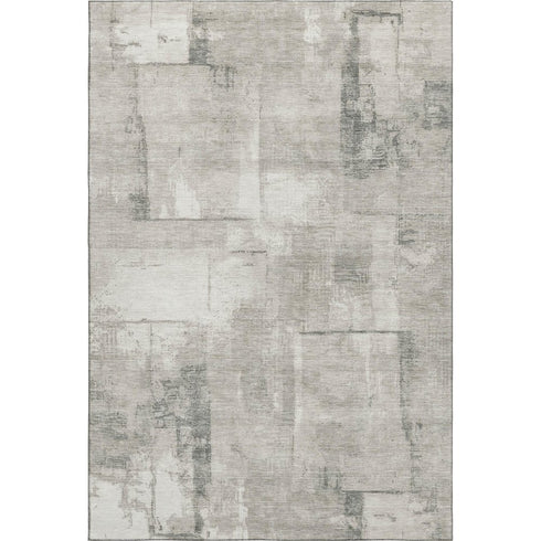 5' X 8' Beige Taupe And Ivory Geometric Washable Area Rug With UV Protection