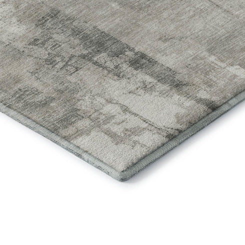 5' X 8' Beige Taupe And Ivory Geometric Washable Area Rug With UV Protection