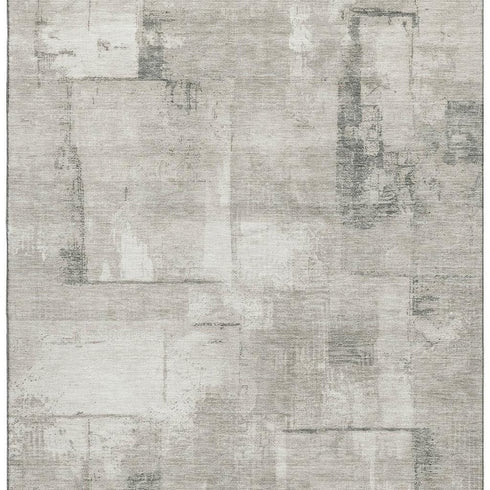 5' X 8' Beige Taupe And Ivory Geometric Washable Area Rug With UV Protection