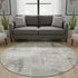 8' Beige Taupe And Ivory Geometric Washable Round Rug With UV Protection