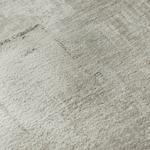 8' Beige Taupe And Ivory Geometric Washable Round Rug With UV Protection