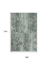 9' X 12' Green And Gray Striped Washable Area Rug With UV Protection