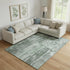 9' X 12' Green And Gray Striped Washable Area Rug With UV Protection