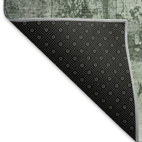 9' X 12' Green And Gray Striped Washable Area Rug With UV Protection