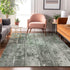 9' X 12' Green And Gray Striped Washable Area Rug With UV Protection