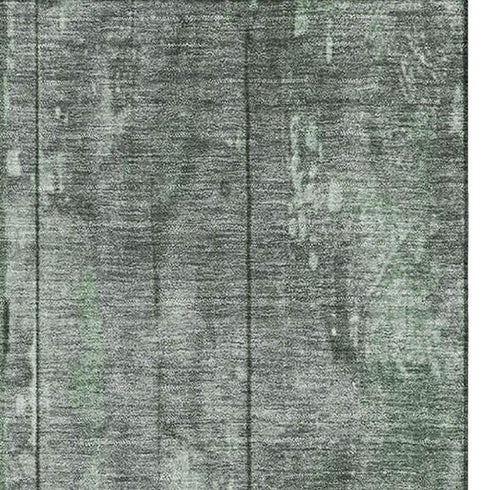 9' X 12' Green And Gray Striped Washable Area Rug With UV Protection