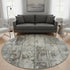 8' Taupe Beige And Gray Striped Washable Round Rug With UV Protection