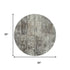 8' Taupe Beige And Gray Striped Washable Round Rug With UV Protection