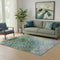 5' X 8' Blue Gold And Ivory Abstract Washable Area Rug With UV Protection