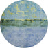 8' Blue Gold And Ivory Abstract Washable Round Rug With UV Protection
