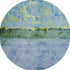 8' Blue Gold And Ivory Abstract Washable Round Rug With UV Protection