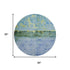 8' Blue Gold And Ivory Abstract Washable Round Rug With UV Protection
