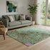 5' X 8' Green Teal And Pink Abstract Washable Area Rug With UV Protection