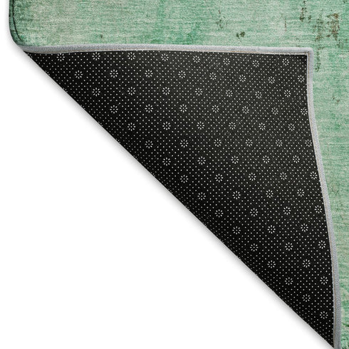 5' X 8' Green Teal And Pink Abstract Washable Area Rug With UV Protection