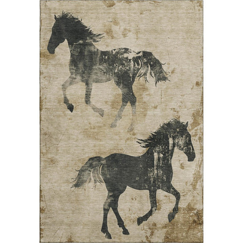 5' X 8' Beige Charcoal And Gray Animal Print Washable Area Rug With UV Protection