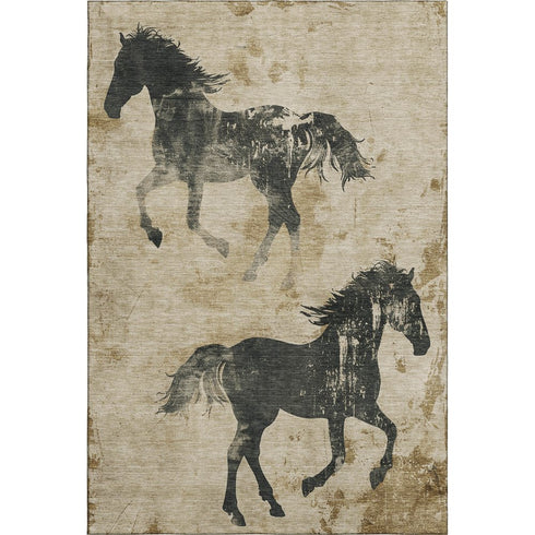 8' X 10' Beige Charcoal And Gray Animal Print Washable Area Rug With UV Protection