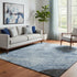 5' X 8' Denim Blue And Charcoal Animal Print Washable Area Rug With UV Protection