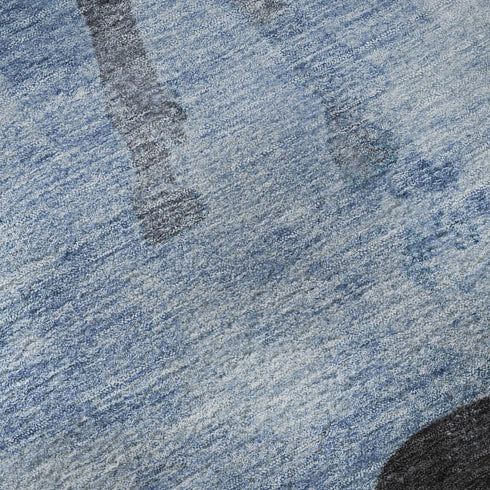 5' X 8' Denim Blue And Charcoal Animal Print Washable Area Rug With UV Protection