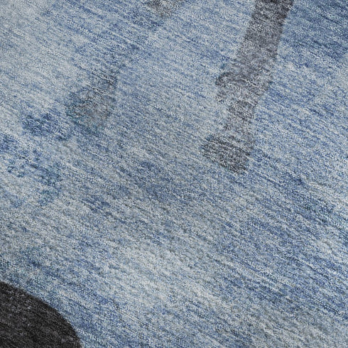 5' X 8' Denim Blue And Charcoal Animal Print Washable Area Rug With UV Protection