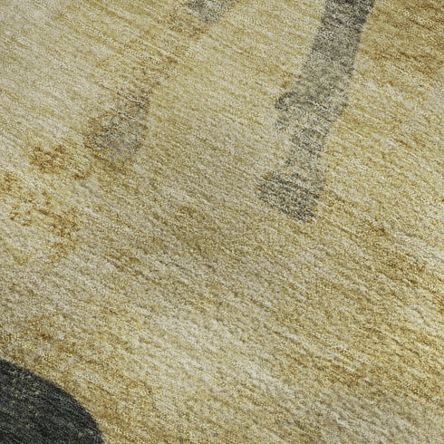 5' X 8' Gold And Charcoal Animal Print Washable Area Rug With UV Protection