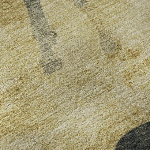 8' X 10' Gold And Charcoal Animal Print Washable Area Rug With UV Protection