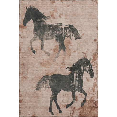 5' X 8' Rust And Charcoal Animal Print Washable Area Rug With UV Protection
