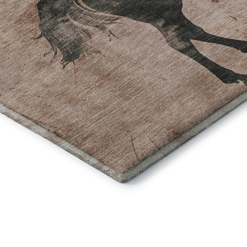 5' X 8' Rust And Charcoal Animal Print Washable Area Rug With UV Protection